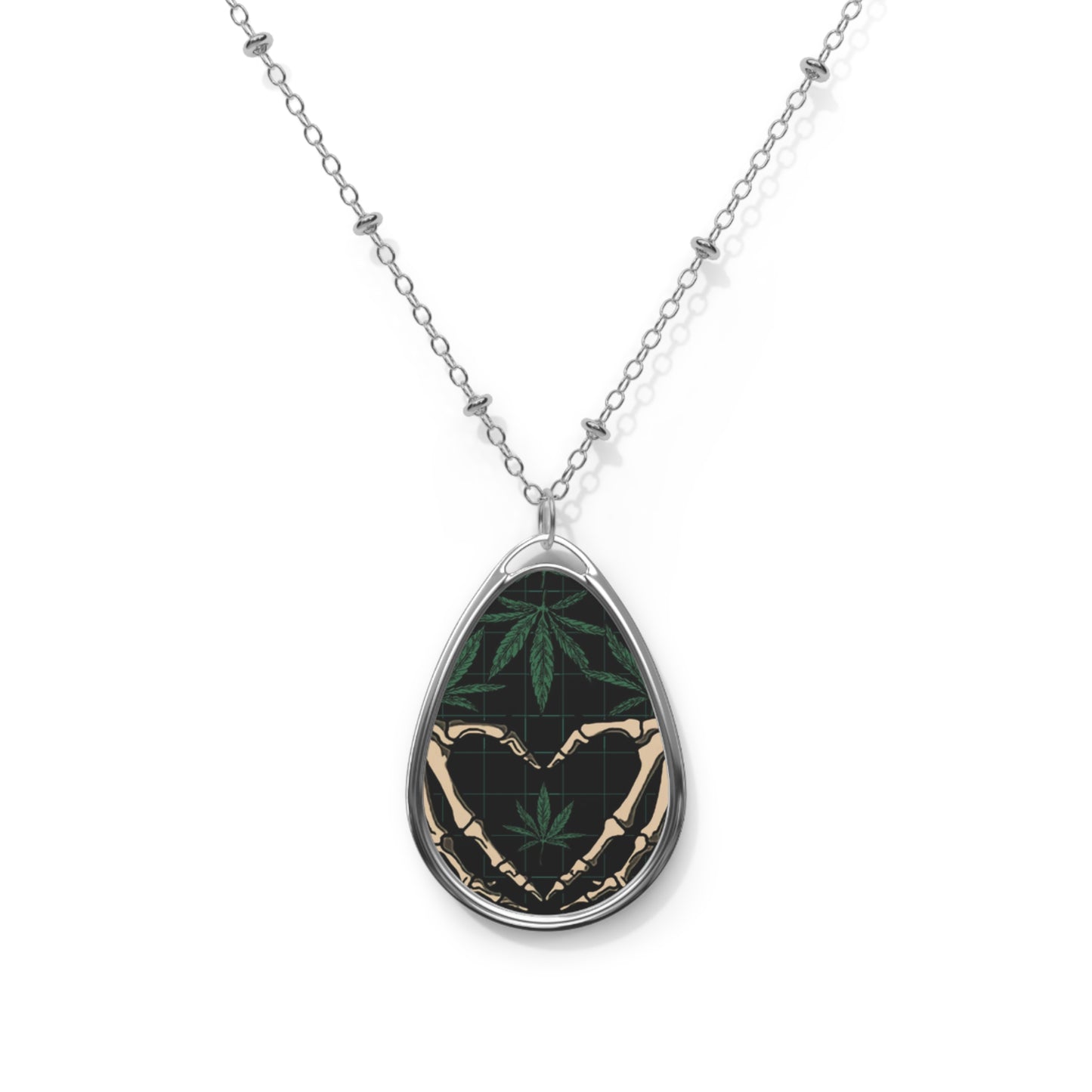 Stoner Love Necklace - Cannabis Culture - Goth Skeleton Black & Green Pot - 420 Gift for Her - Jewelry Accessories Personalization is FREE!