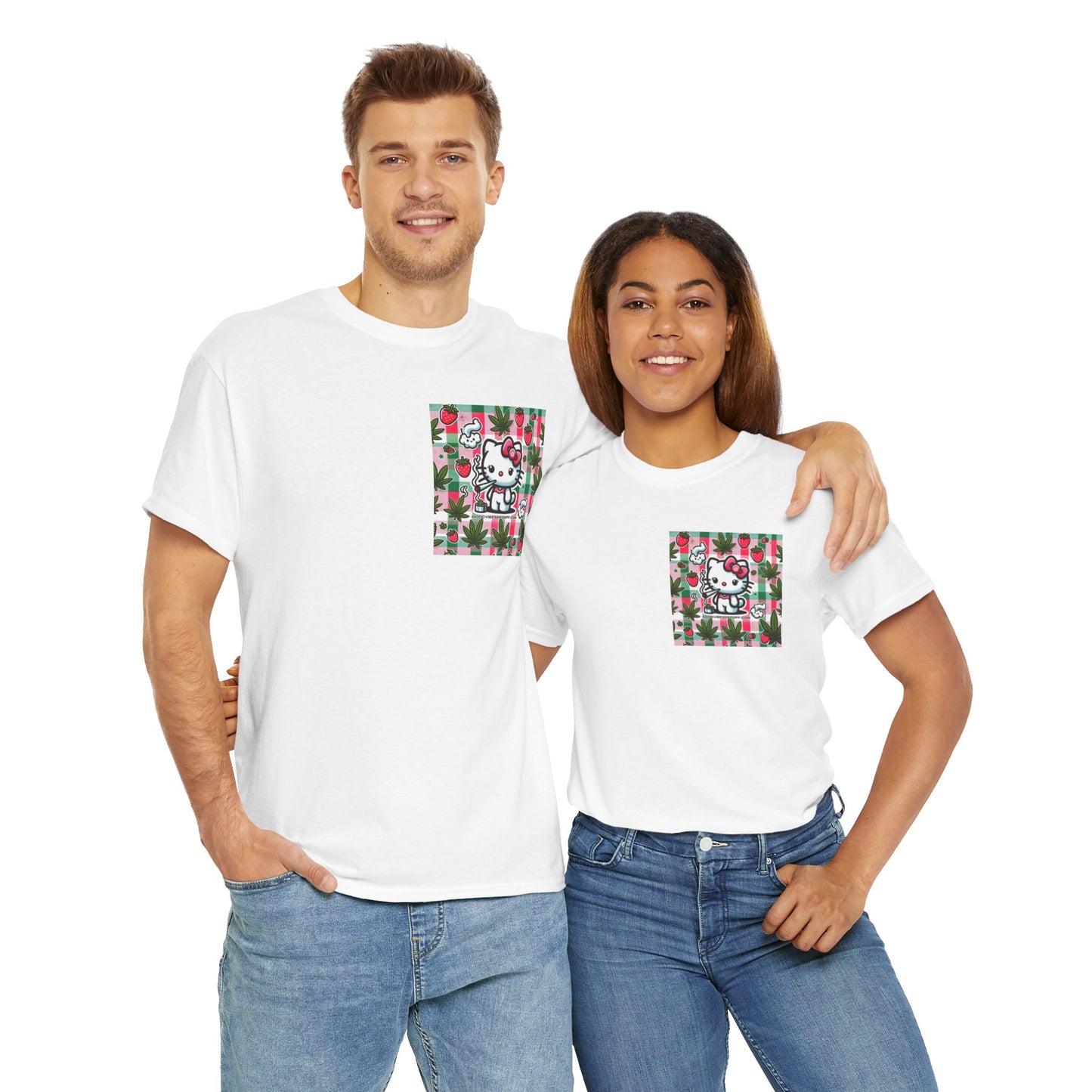 Strawberry Kitty Unisex Heavy Cotton Tee