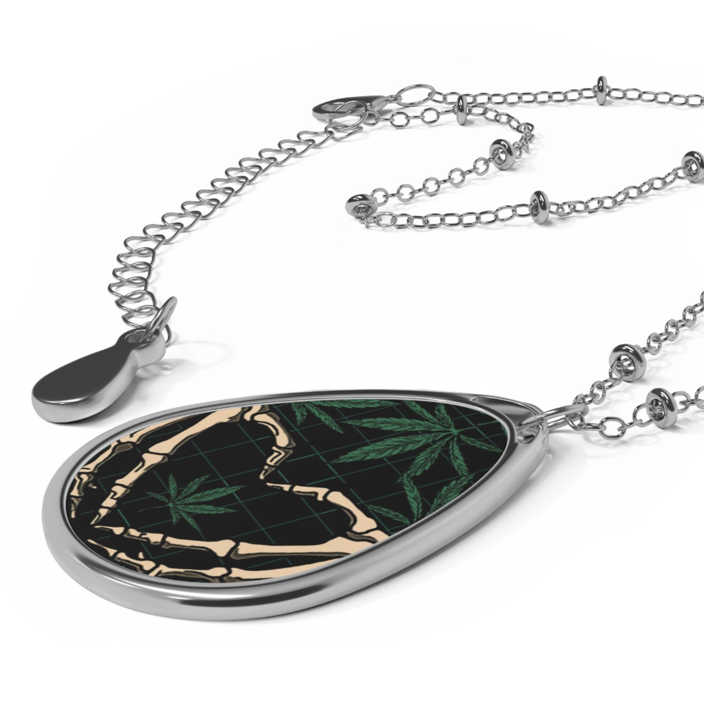 Stoner Love Necklace - Cannabis Culture - Goth Skeleton Black & Green Pot - 420 Gift for Her - Jewelry Accessories Personalization is FREE!