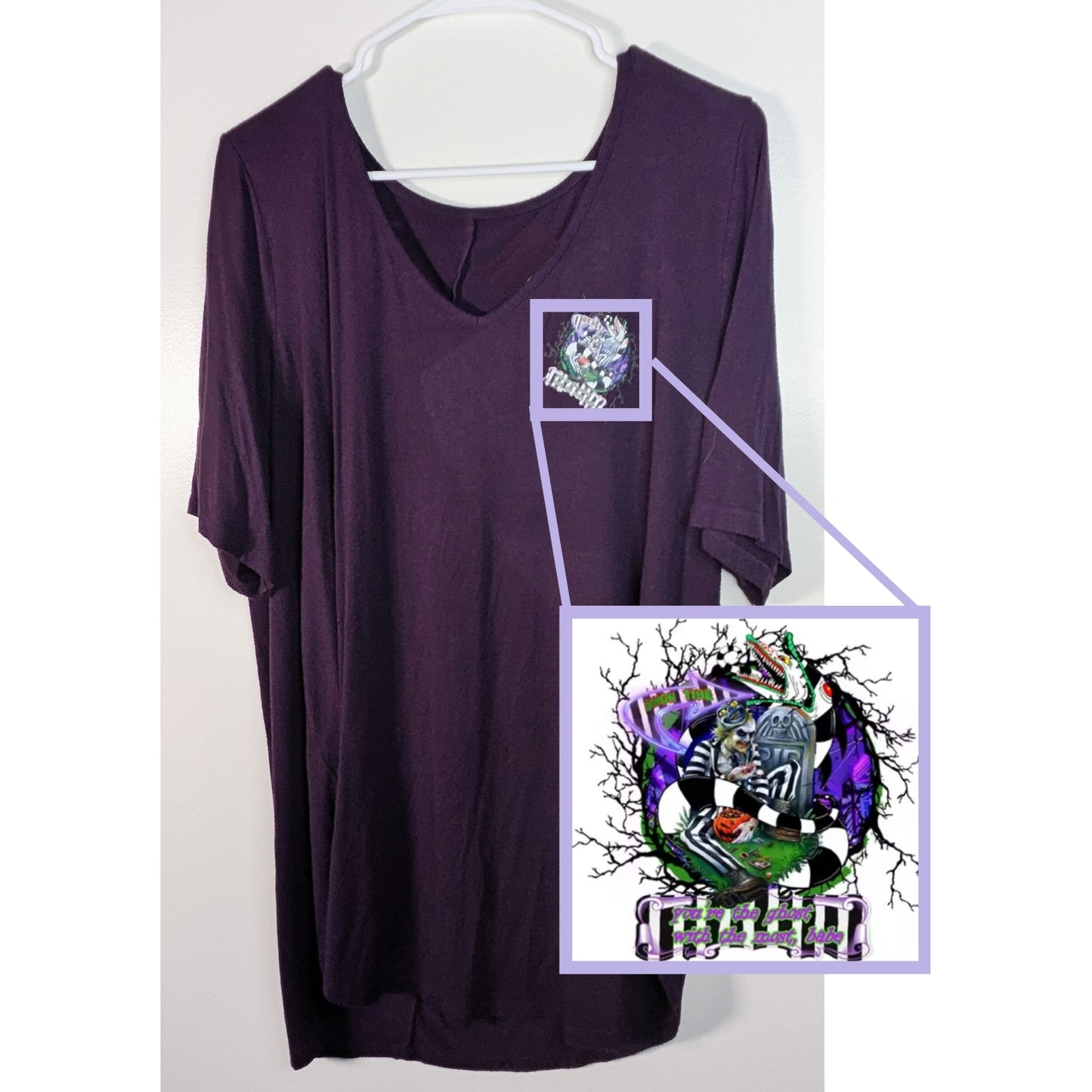 Purple Beetlejuice Graphic Shirt Plus Size ๐