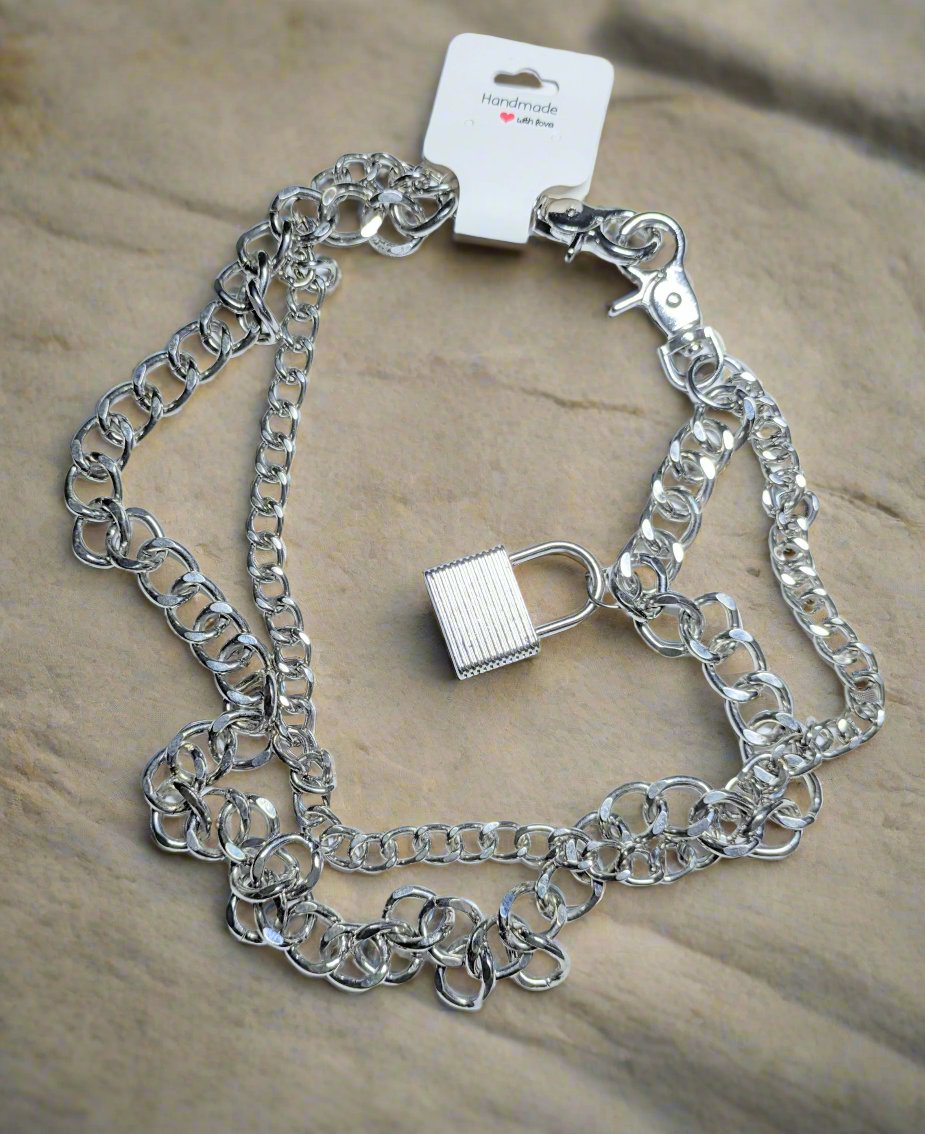๐ Heavy Lock Silver Metal Chains