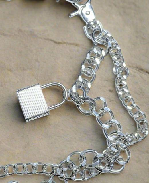 ๐ Heavy Lock Silver Metal Chains