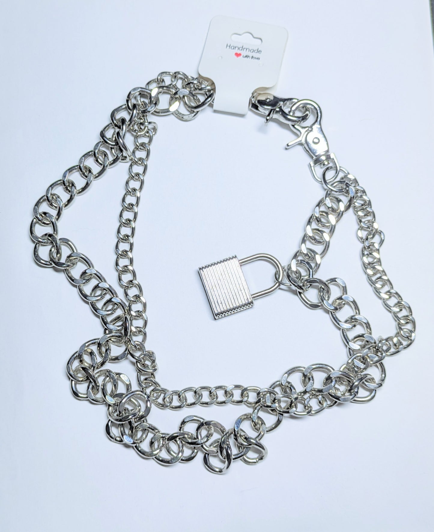 ๐ Heavy Lock Silver Metal Chains