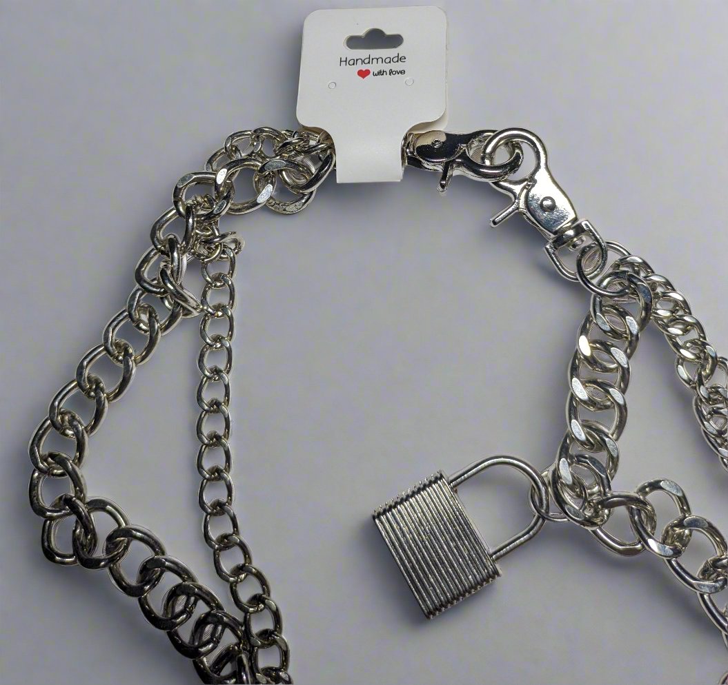 ๐ Heavy Lock Silver Metal Chains