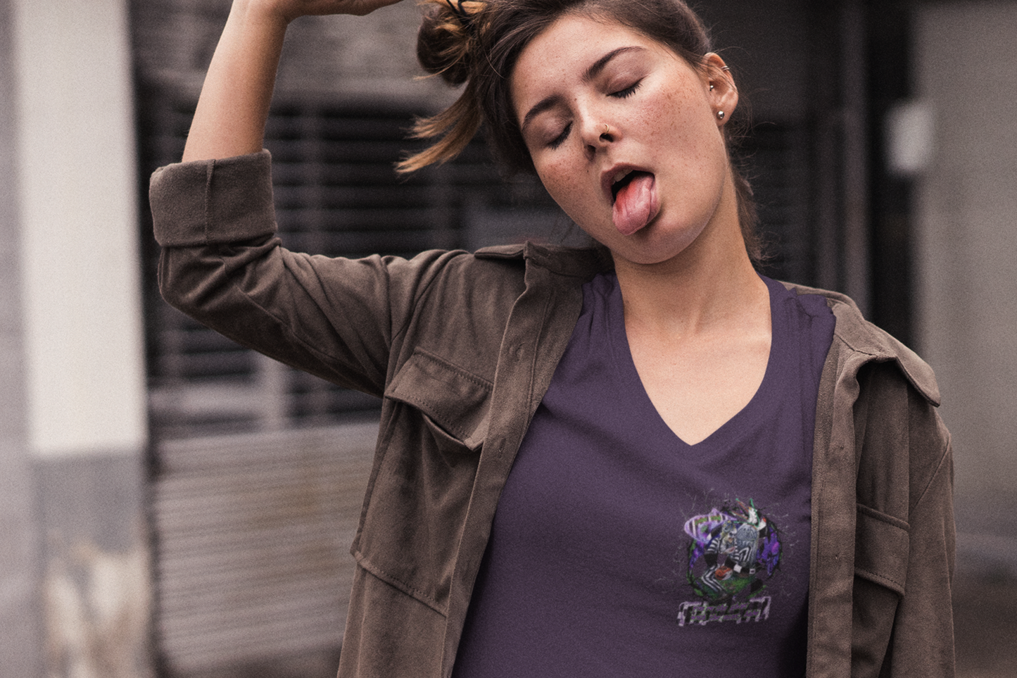 Purple Beetlejuice Graphic Shirt Plus Size ๐