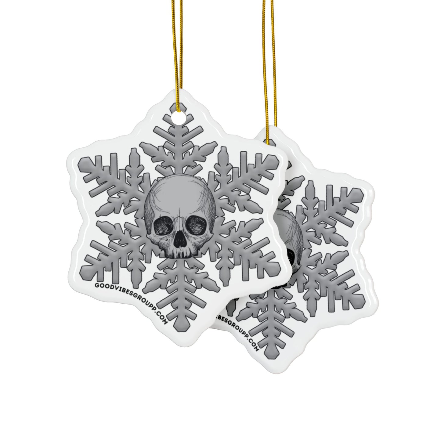 Gray Skull Snowflake Christmas Ornament 1pc, 3pcs, 5pcs, or 10pcs