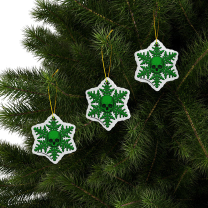 Green Skull Snowflake Christmas Ornament 1pc, 3pcs, 5pcs, or 10pcs