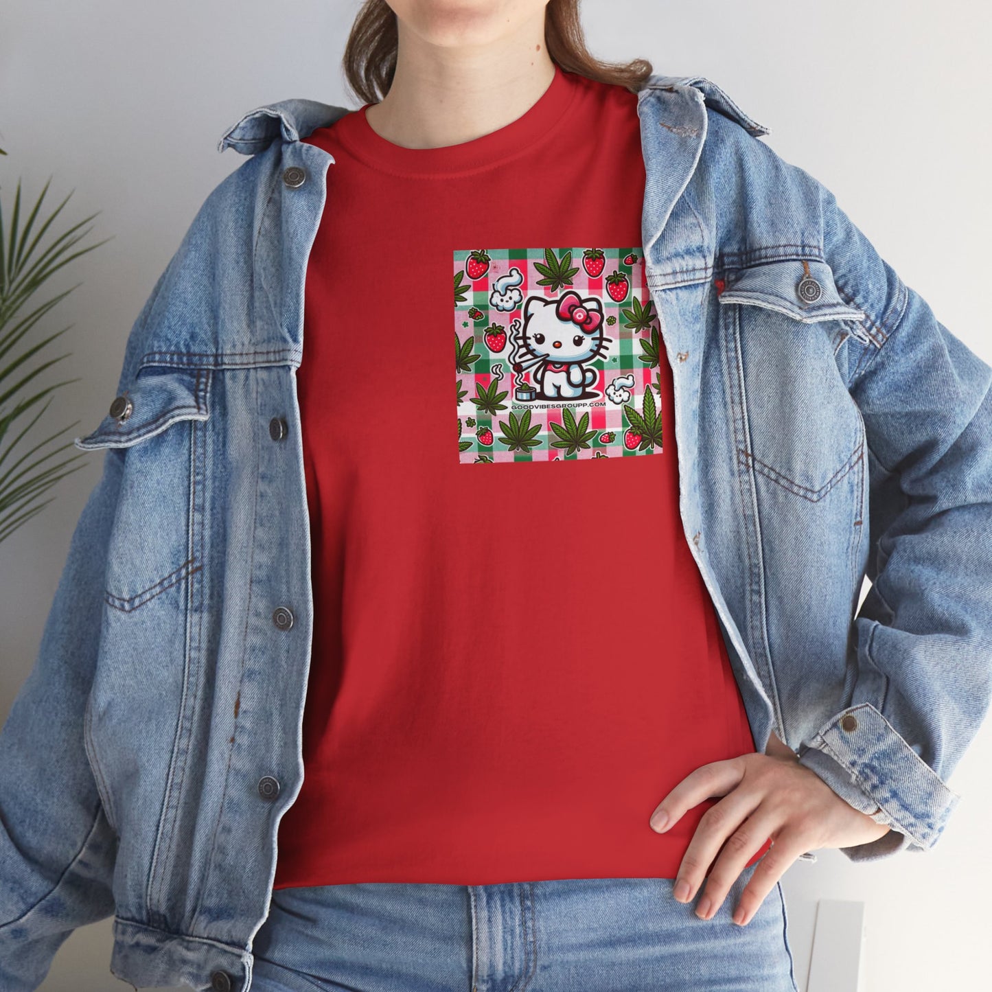 Strawberry Kitty Unisex Heavy Cotton Tee