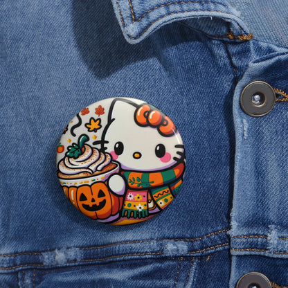 Fall Kitty Pumpkin Spice Latte Pin Buttons