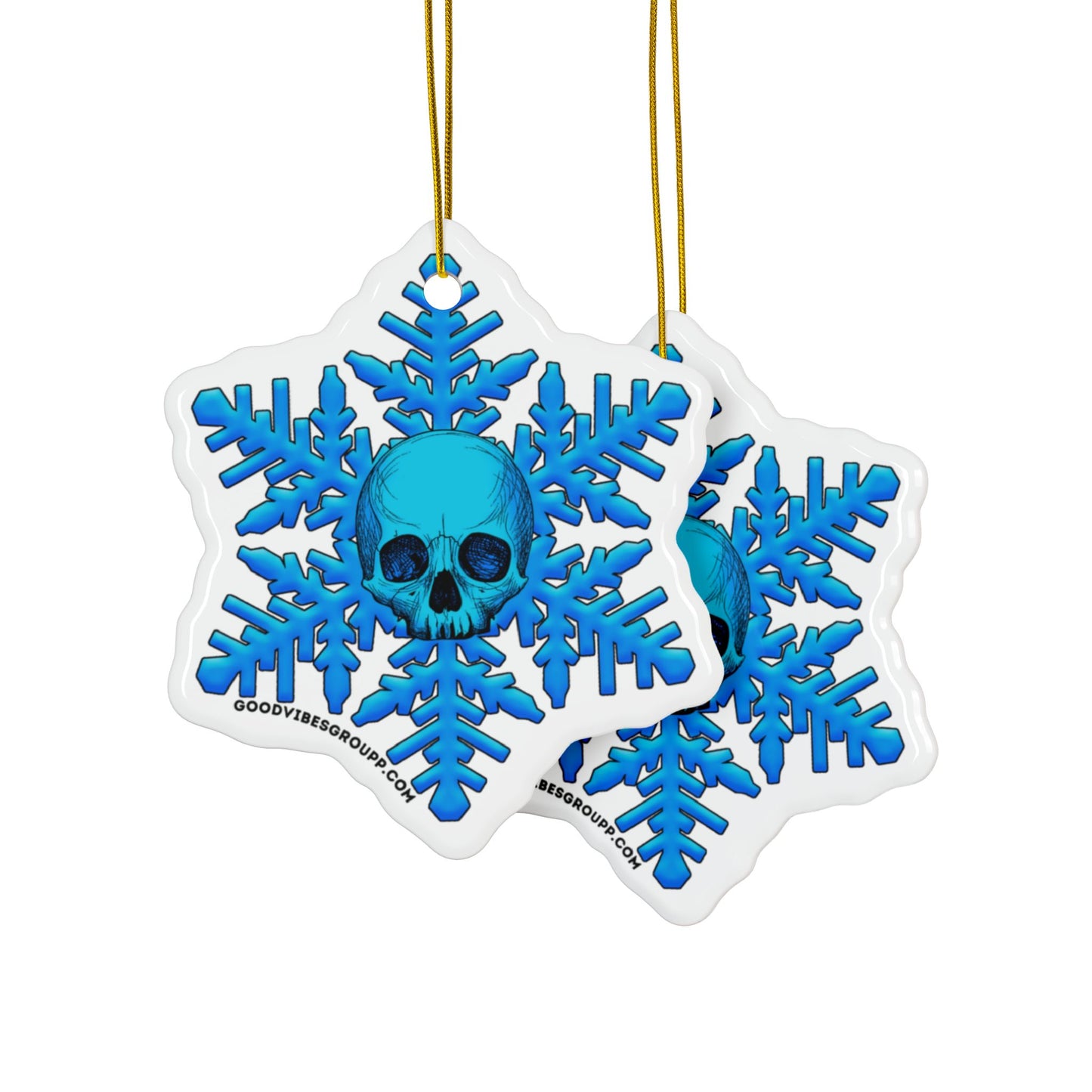 Blue Skull Snowflake Christmas Ornament 1pc, 3pcs, 5pcs, or 10pcs