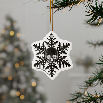 Black Skull Snowflake Christmas Ornament 1pc, 3pcs, 5pcs, or 10pcs