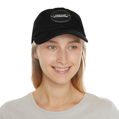 Attract Positivity Leather Patch Baseball Cap