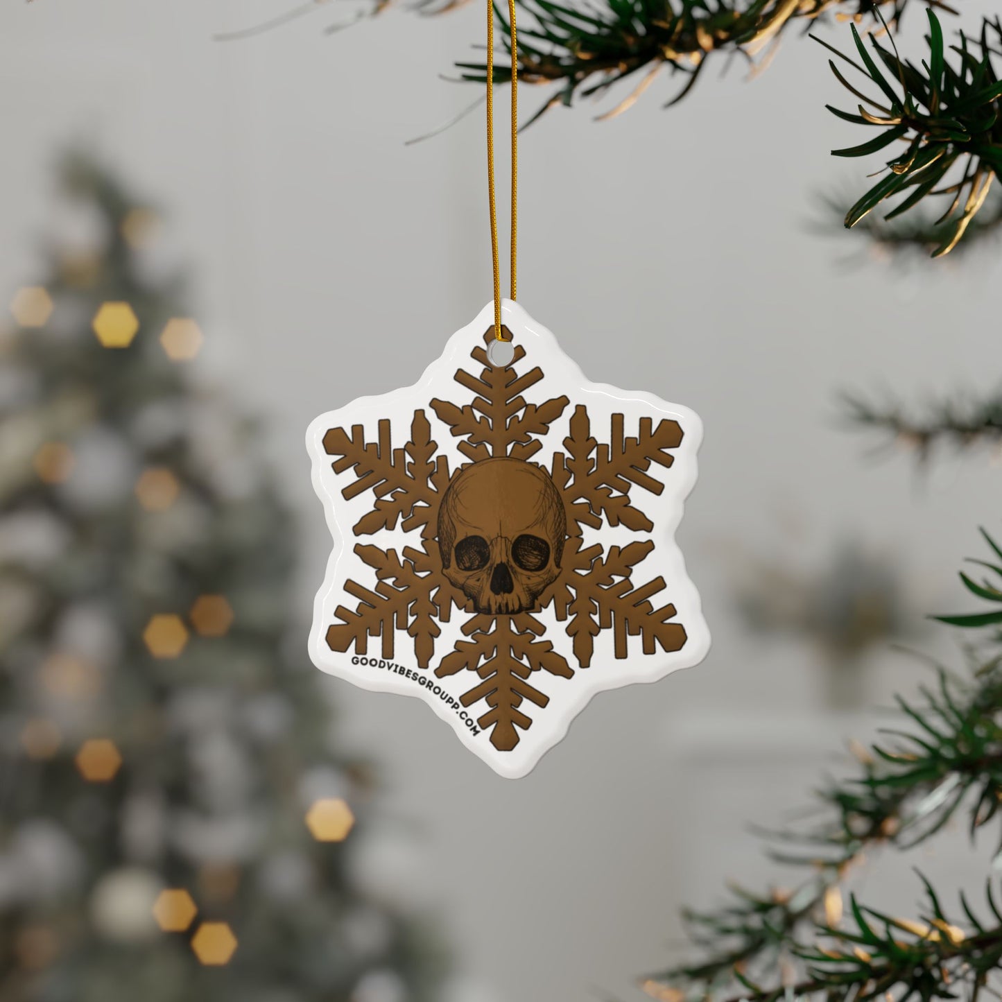 Brown Skull Snowflake Christmas Ornament 1pc, 3pcs, 5pcs, or 10pcs