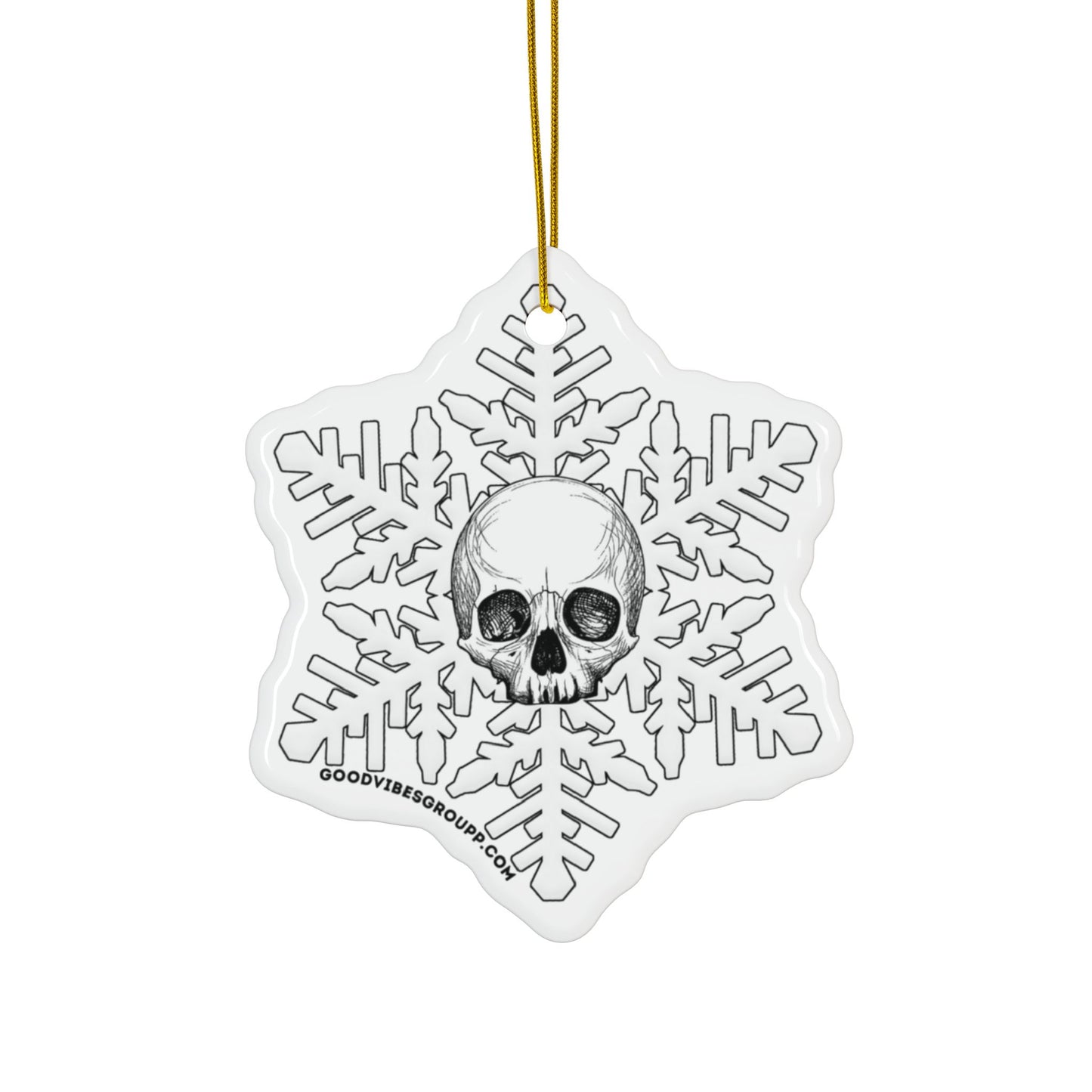 Minimal White Skull Snowflake Christmas Ornament 1pc, 3pcs, 5pcs, or 10pcs