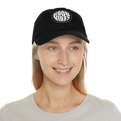 Good Vibes Leather Patch Baseball Cap