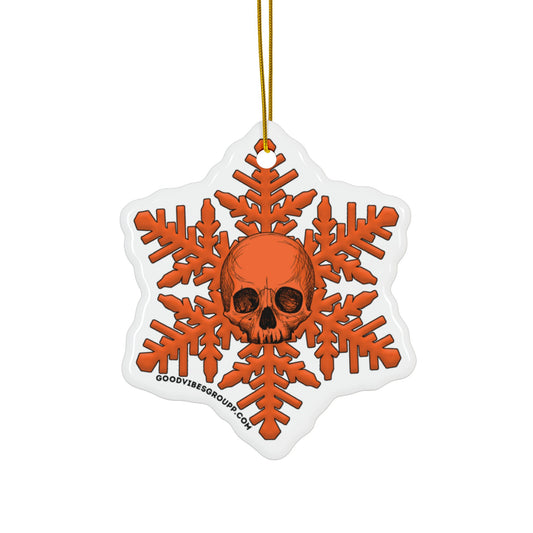 Orange Skull Snowflake Christmas Ornament 1pc, 3pcs, 5pcs, or 10pcs