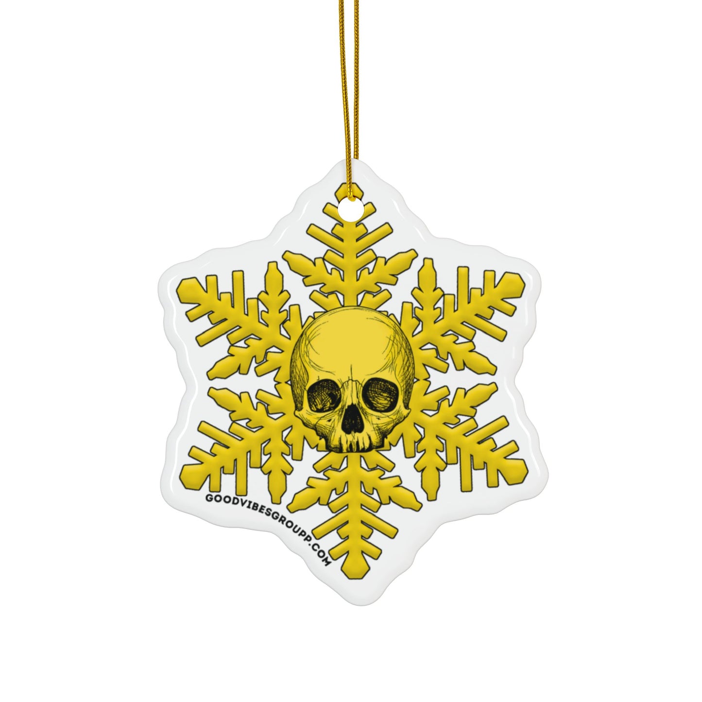 Yellow Skull Snowflake Christmas Ornament 1pc, 3pcs, 5pcs, or 10pcs