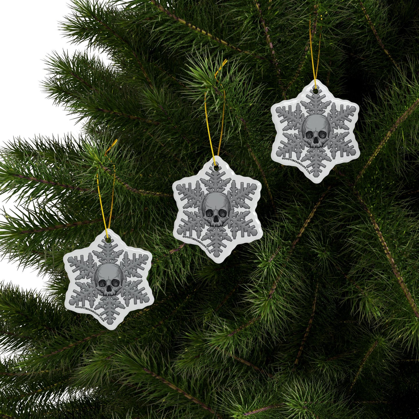 Gray Skull Snowflake Christmas Ornament 1pc, 3pcs, 5pcs, or 10pcs