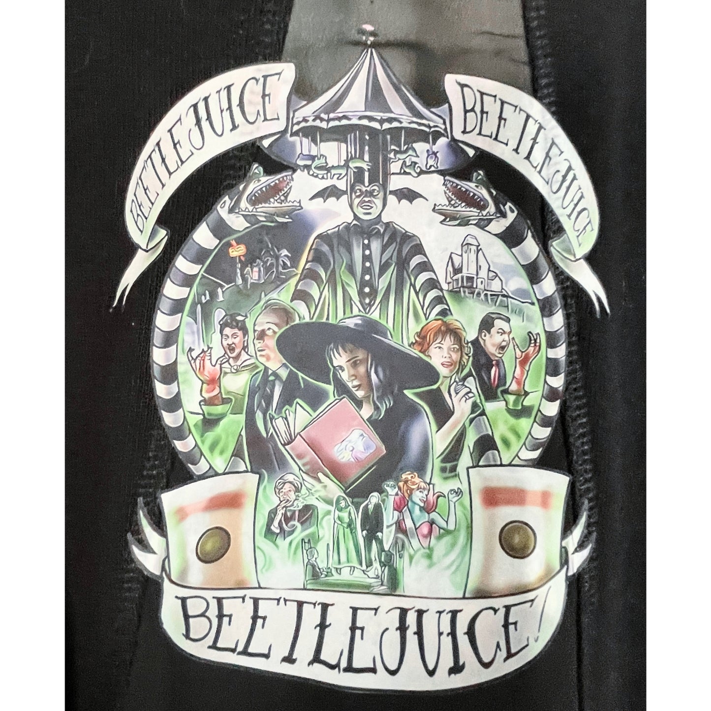 Jewel-Embellished Beetlejuice Black Pullover Sweater 🖤