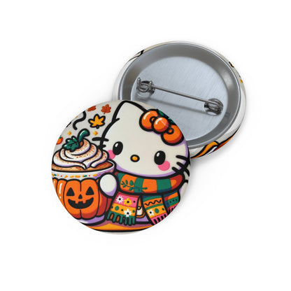 Fall Kitty Pumpkin Spice Latte Pin Buttons