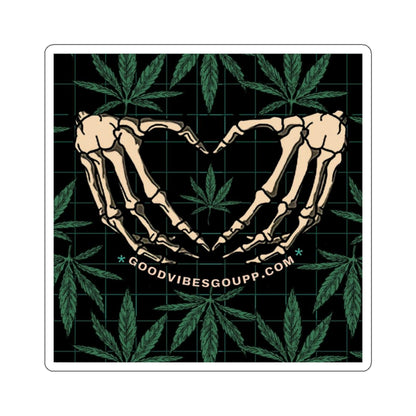 Stoner Love Sticker -Vinyl White or Transparent Kiss-Cut Stickers - 4 Sizes - Weed Pot Joints - Black Green skeleton heart hand - Gothic 420