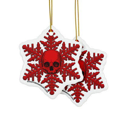 Dark Red Skull Snowflake Christmas Ornament 1pc, 3pcs, 5pcs, or 10pcs