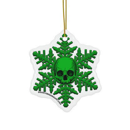 Green Skull Snowflake Christmas Ornament 1pc, 3pcs, 5pcs, or 10pcs