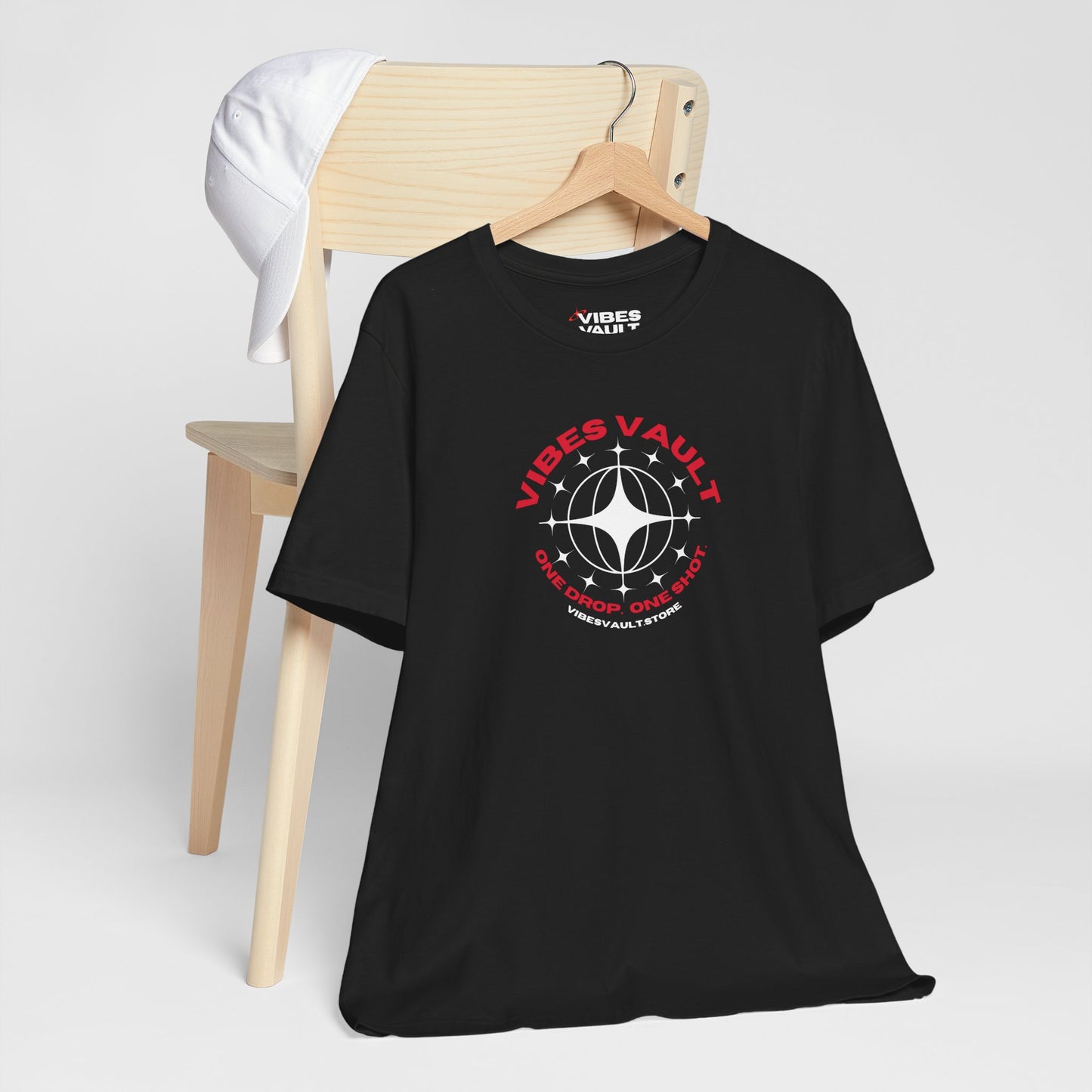 Vibes Vault Logo Unisex Graphic T-Shirt with Globe Stars