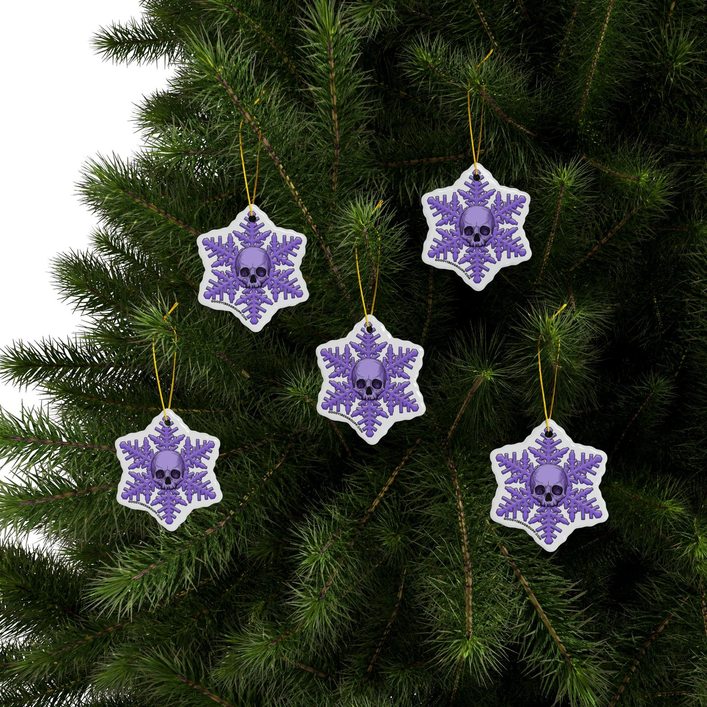 Purple Skull Snowflake Christmas Ornament 1pc, 3pcs, 5pcs, or 10pcs