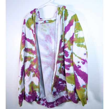 Tie-Dye Zip-Up Hoodie with Beetlejuice Inspired Graphic 💚