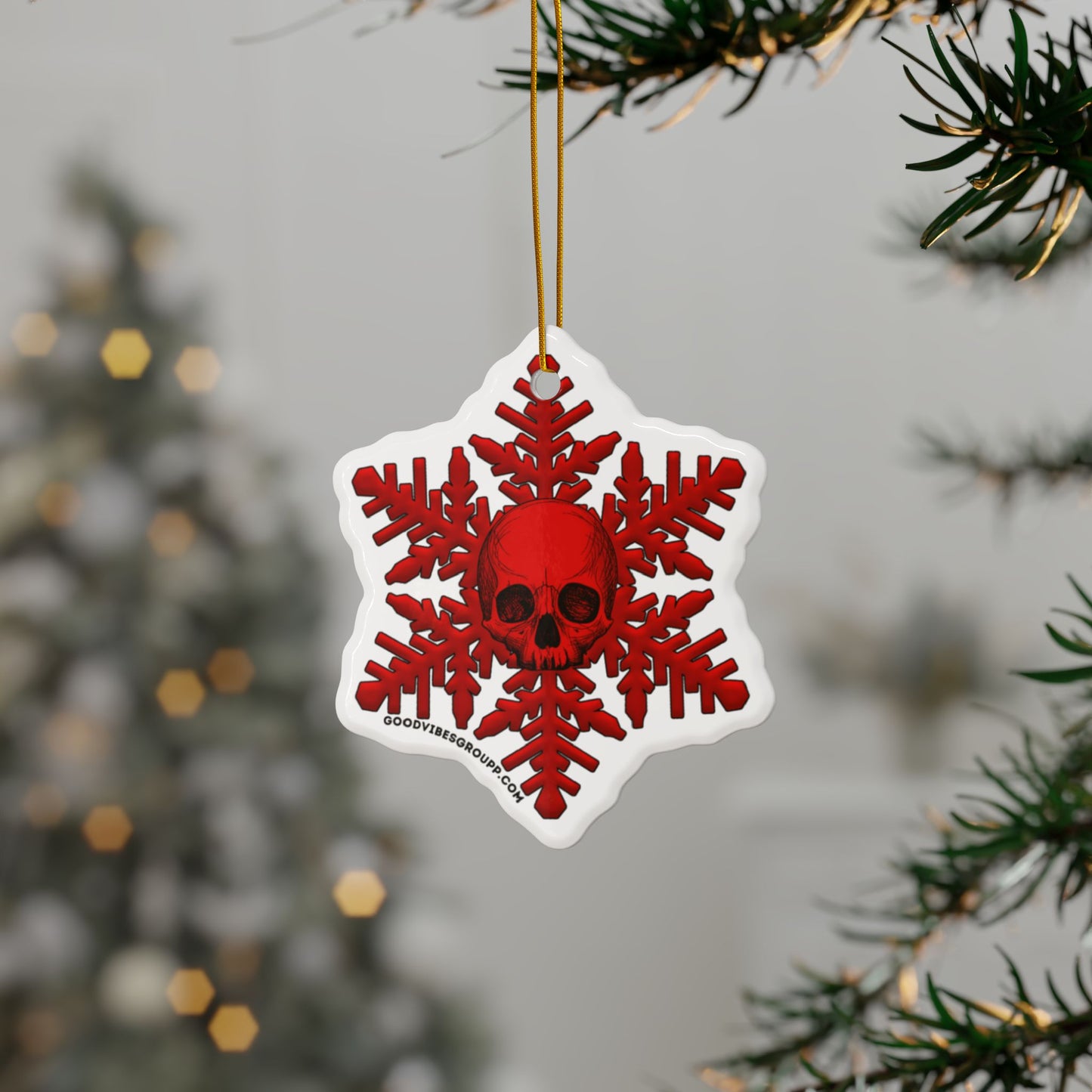 Dark Red Skull Snowflake Christmas Ornament 1pc, 3pcs, 5pcs, or 10pcs