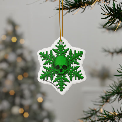 Green Skull Snowflake Christmas Ornament 1pc, 3pcs, 5pcs, or 10pcs