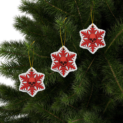 Light Red Skull Snowflake Christmas Ornament 1pc, 3pcs, 5pcs, or 10pcs