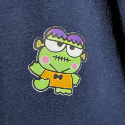 Blue V-Neck Keroppi &amp; Frankenstein T-Shirt 💚