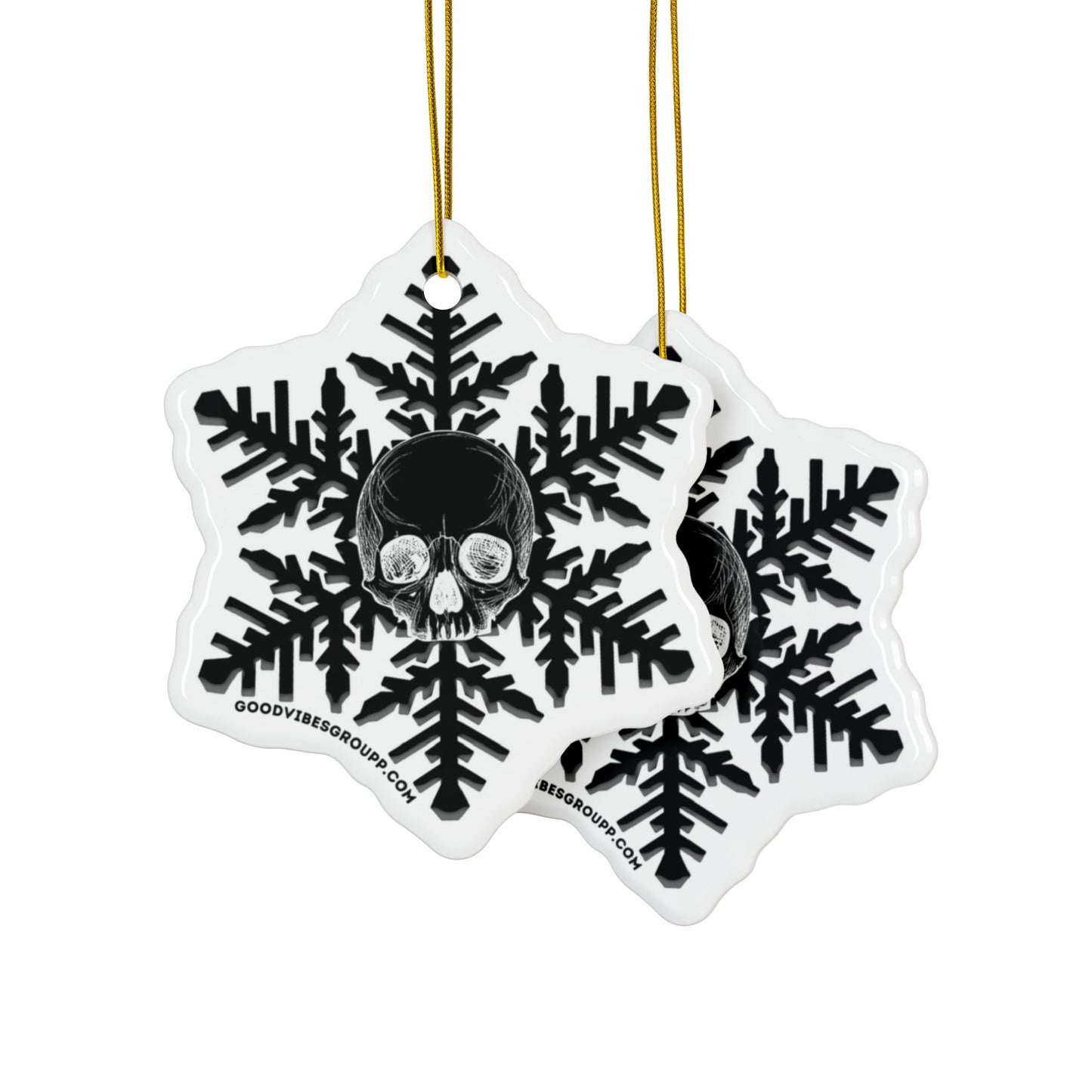 Black Skull Snowflake Christmas Ornament 1pc, 3pcs, 5pcs, or 10pcs