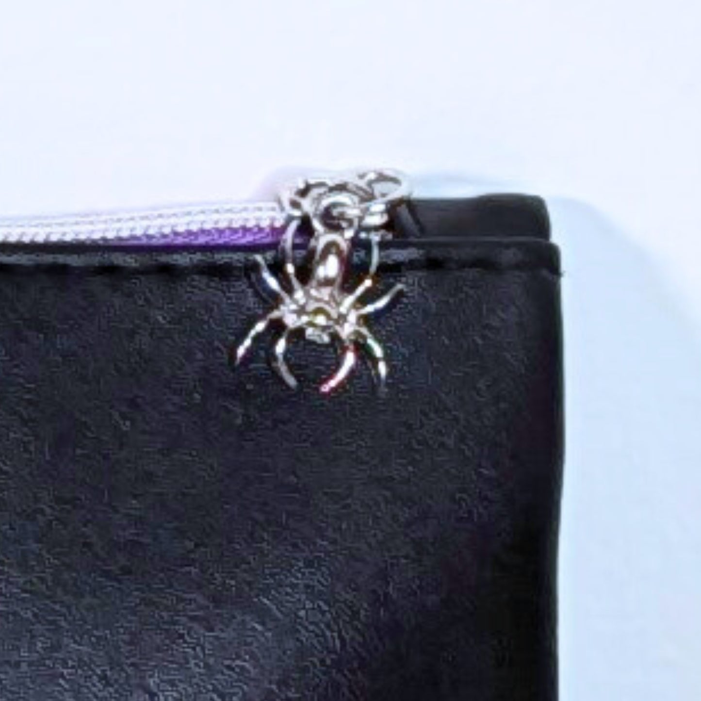 Zip-Close Black Pouch with Spider Keychain 🕷️