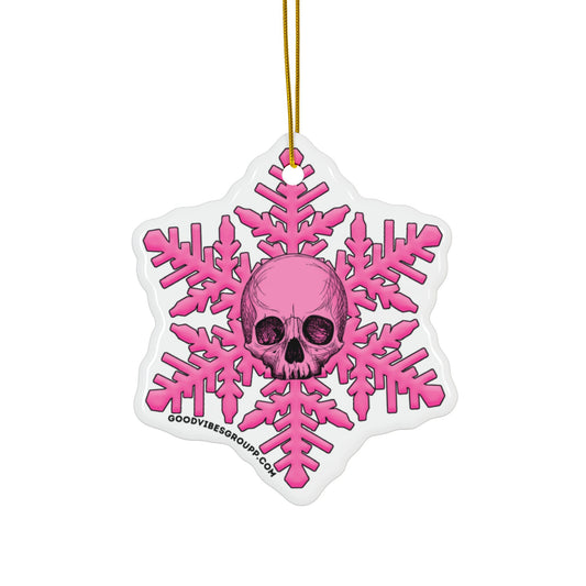 Pink Skull Snowflake Christmas Ornament 1pc, 3pcs, 5pcs, or 10pcs