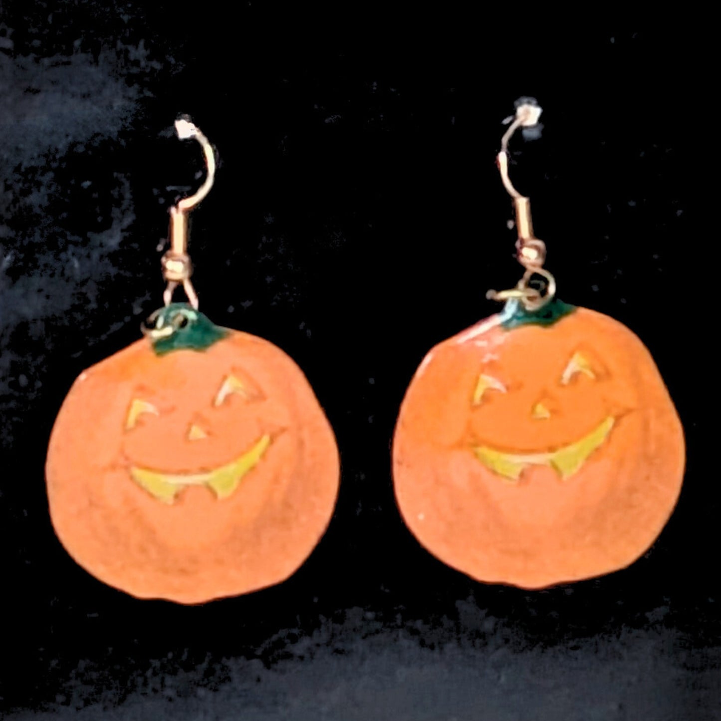 Smiling Pumpkin Jack-O'-Lantern Dangle Earrings 🎃