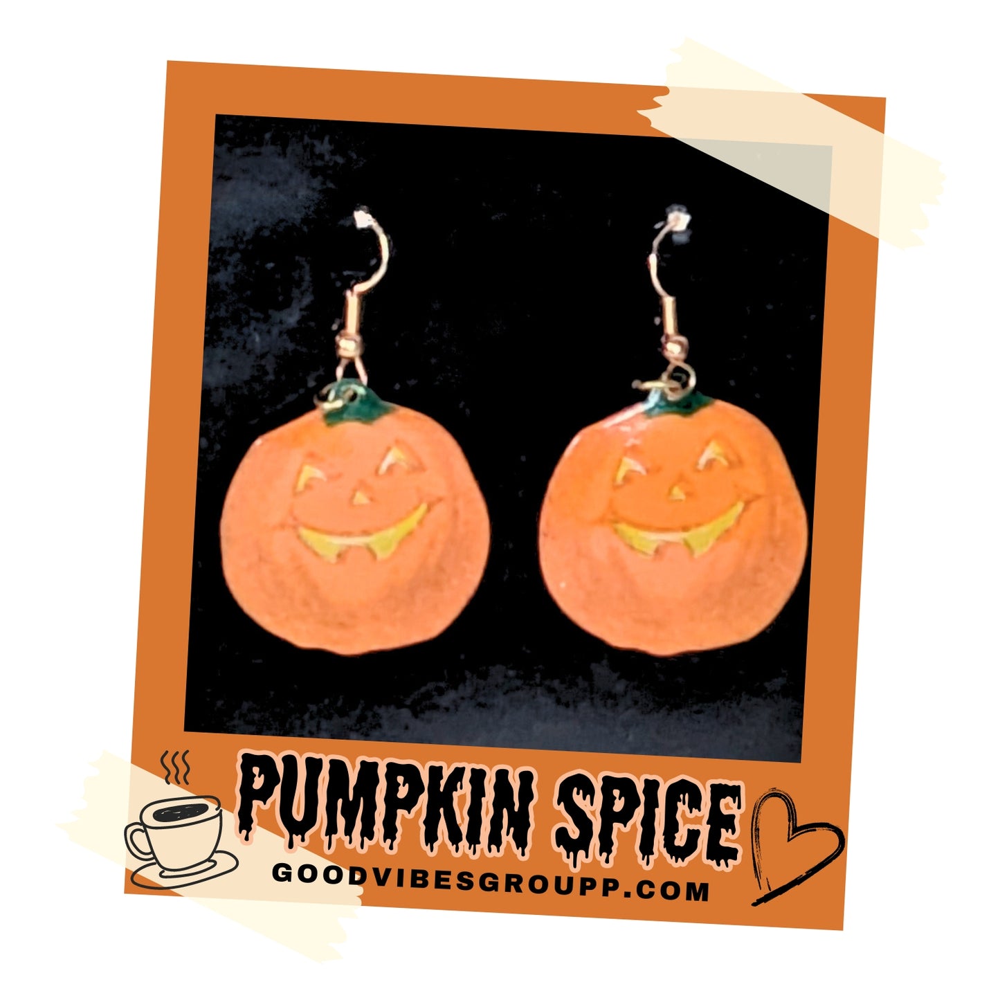 Smiling Pumpkin Jack-O'-Lantern Dangle Earrings 🎃