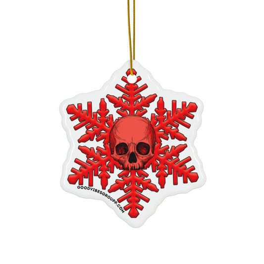 Light Red Skull Snowflake Christmas Ornament 1pc, 3pcs, 5pcs, or 10pcs