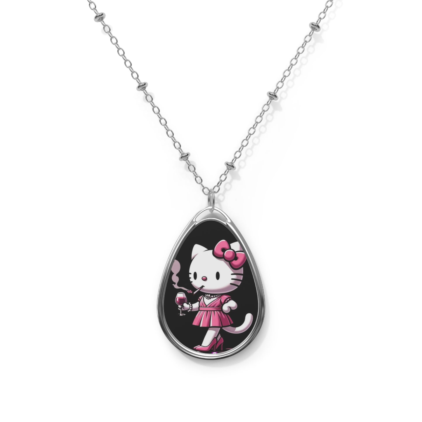 Pink Kitty Queen Necklace - Cannabis Culture - Black & Pink - Jewelry Accessories - Personalization is FREE! Hello Kitty Inspired Unique Art