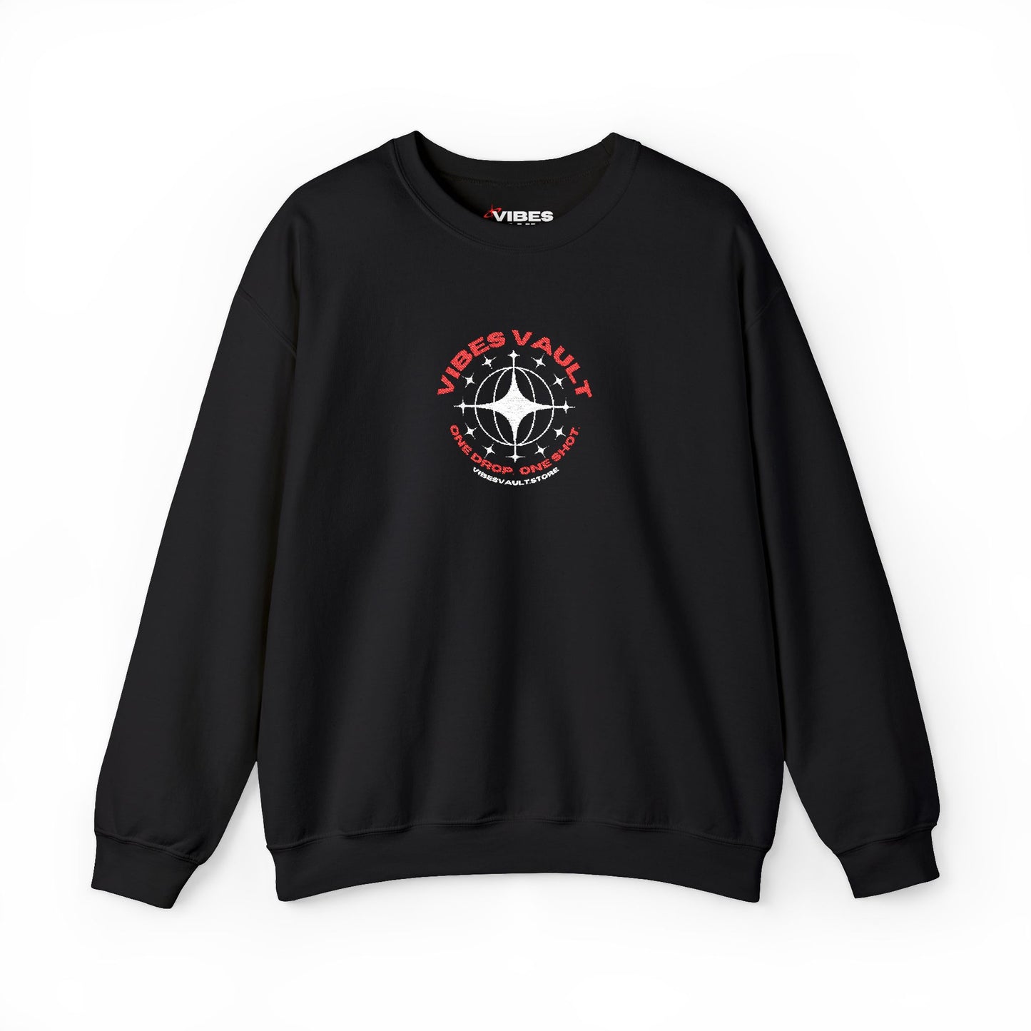 Vibes Vault Logo Sweatshirt with Globe Stars Unisex Heavy Crewneck