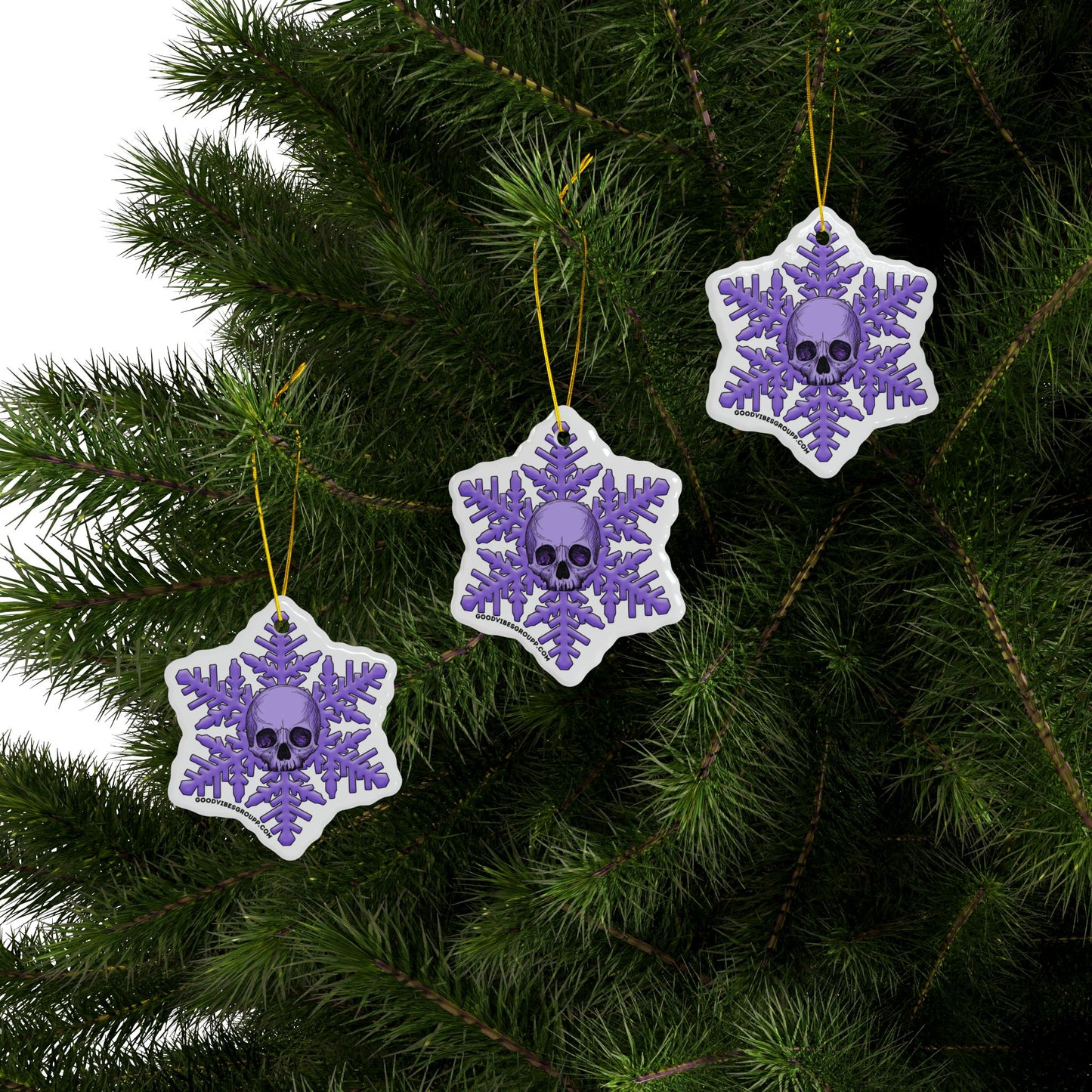 Purple Skull Snowflake Christmas Ornament 1pc, 3pcs, 5pcs, or 10pcs