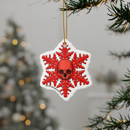 Light Red Skull Snowflake Christmas Ornament 1pc, 3pcs, 5pcs, or 10pcs