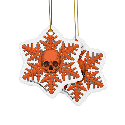 Orange Skull Snowflake Christmas Ornament 1pc, 3pcs, 5pcs, or 10pcs