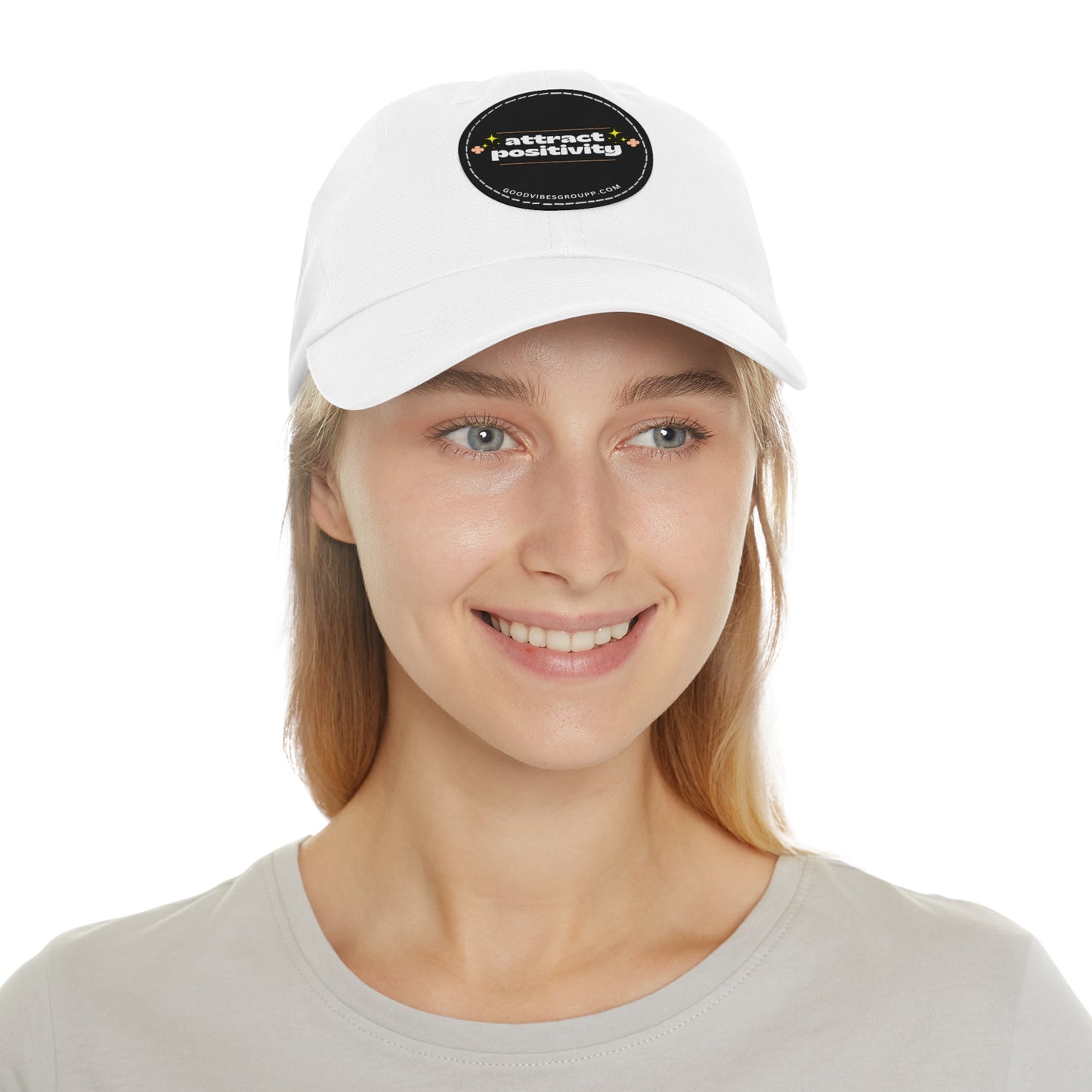 Attract Positivity Leather Patch Baseball Cap