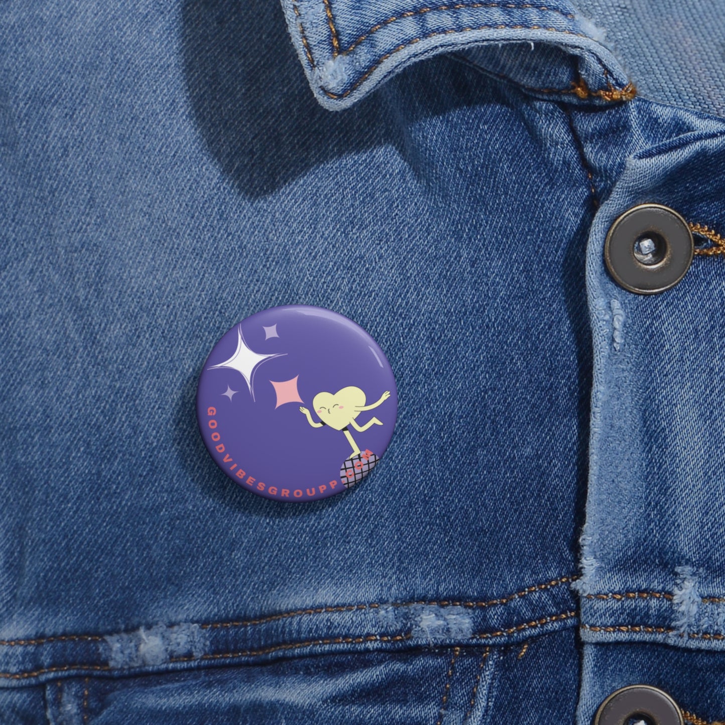 Good Vibes Heart Stars Pin Buttons