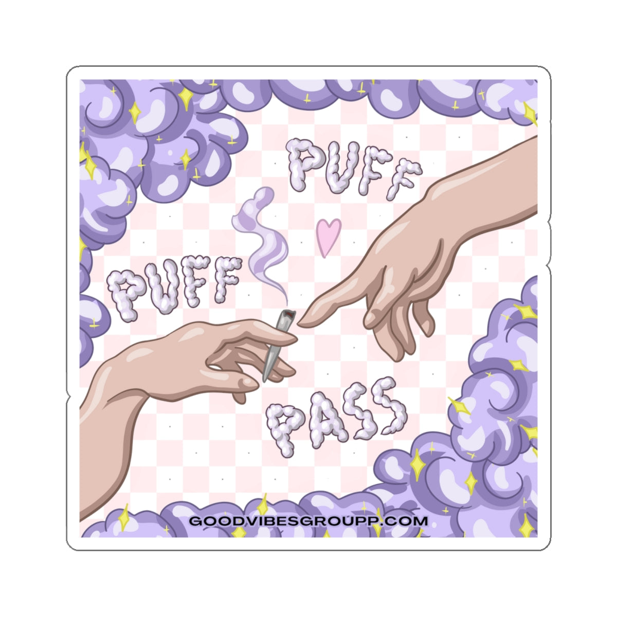 Sticker Puff Puff Pass Pink - White Kiss-Cut Stickers - 4 Sizes Available - 420 Vinyl Weed Gift - Best Friends Best Buds Personalized Gift