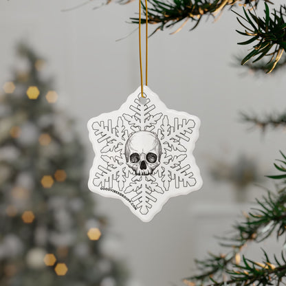 Minimal White Skull Snowflake Christmas Ornament 1pc, 3pcs, 5pcs, or 10pcs