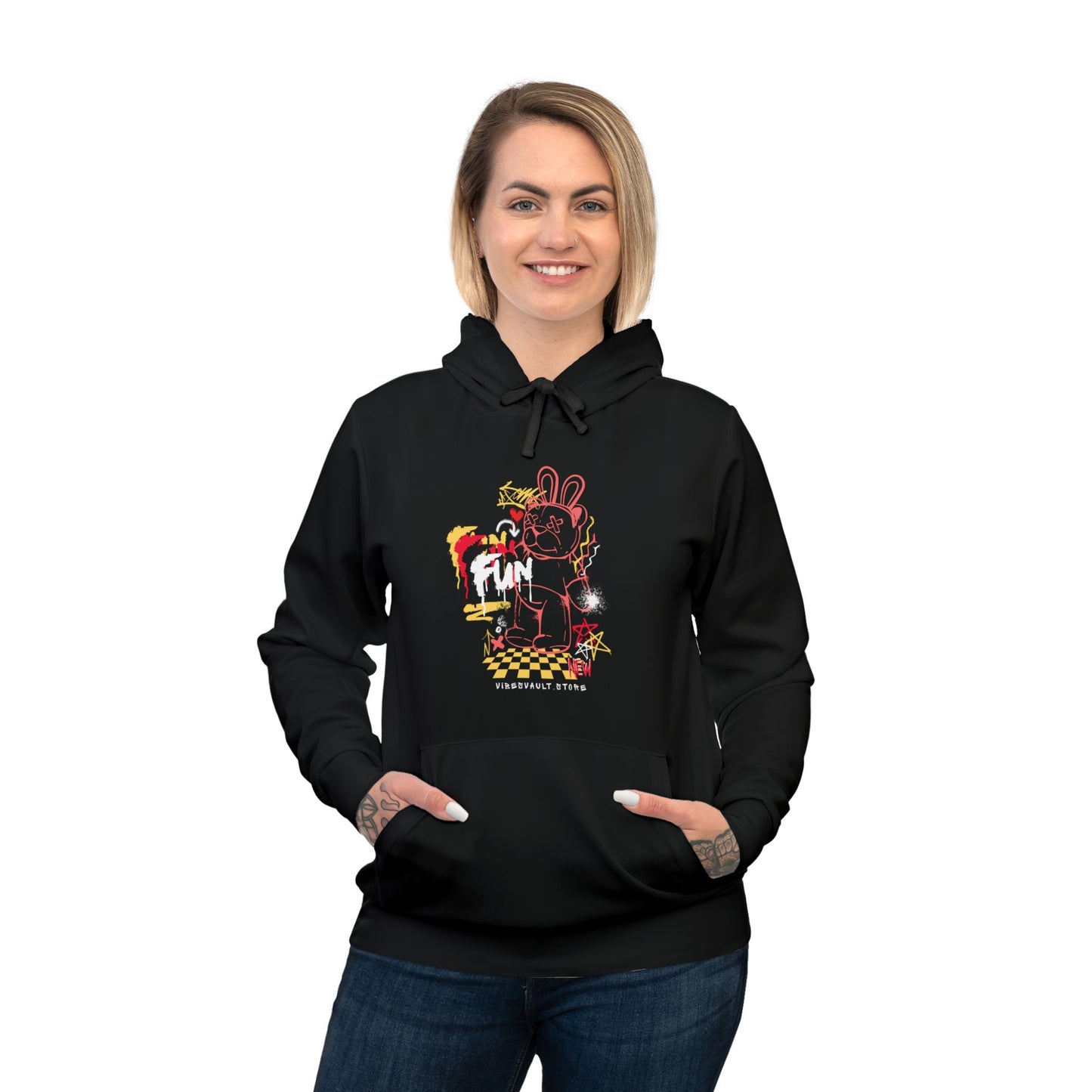 Dead Teddy Bear Graffiti Hoodie with Stars